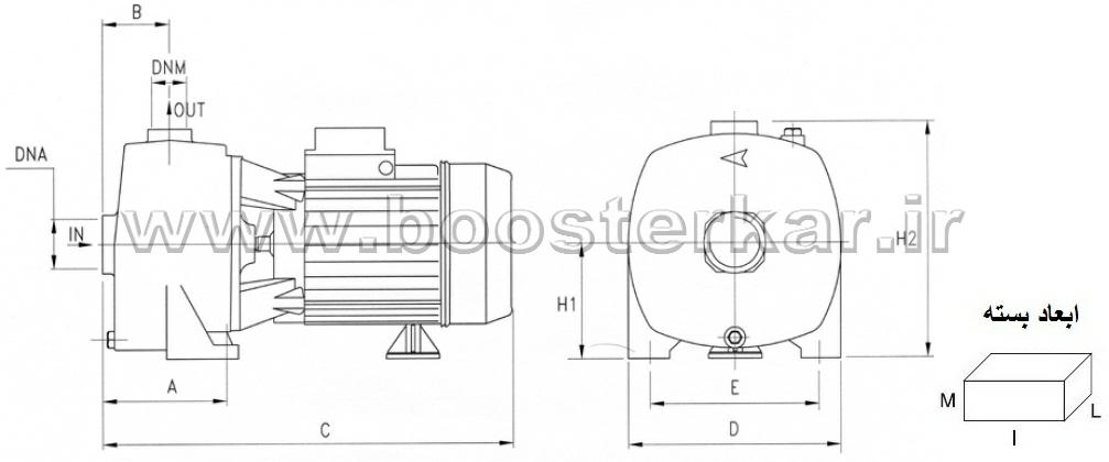 عکس ابعاد پمپ طبقاتی افقی پنتاکس pentax MB