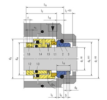 جدول ابعاد و اندازه مکانیکال سیل HJ92N بروگمن