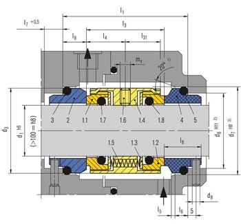 ابعاد و اندازه مکانیکال سیل M74-D بروگمن