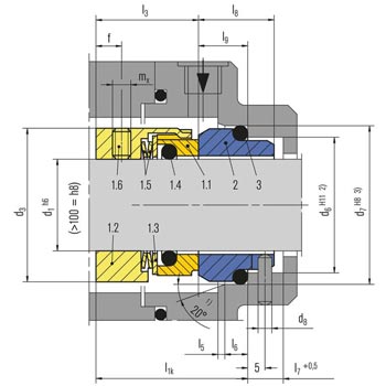 مشخصات ابعاد و اندازه مکانیکال سیل بروگمن سری M7N