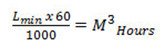 زمانی که مقدار آبدهی پمپ مورد درخواست بر حسب متر مکعب در ساعت باشد به صورت زیر محاسبه می کنیم: